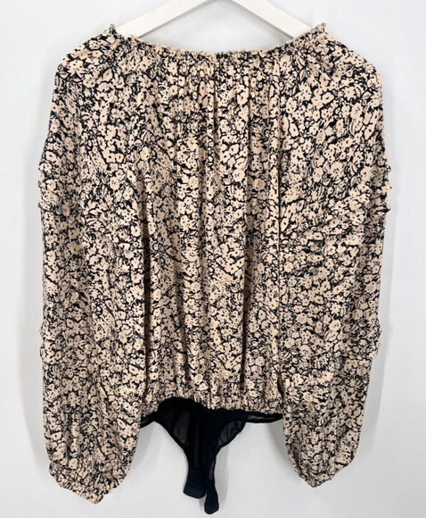 Free People All Tucks Printed Bodysuit Balloon Sleeve Floral Print Women's XS - Picture 6 of 12